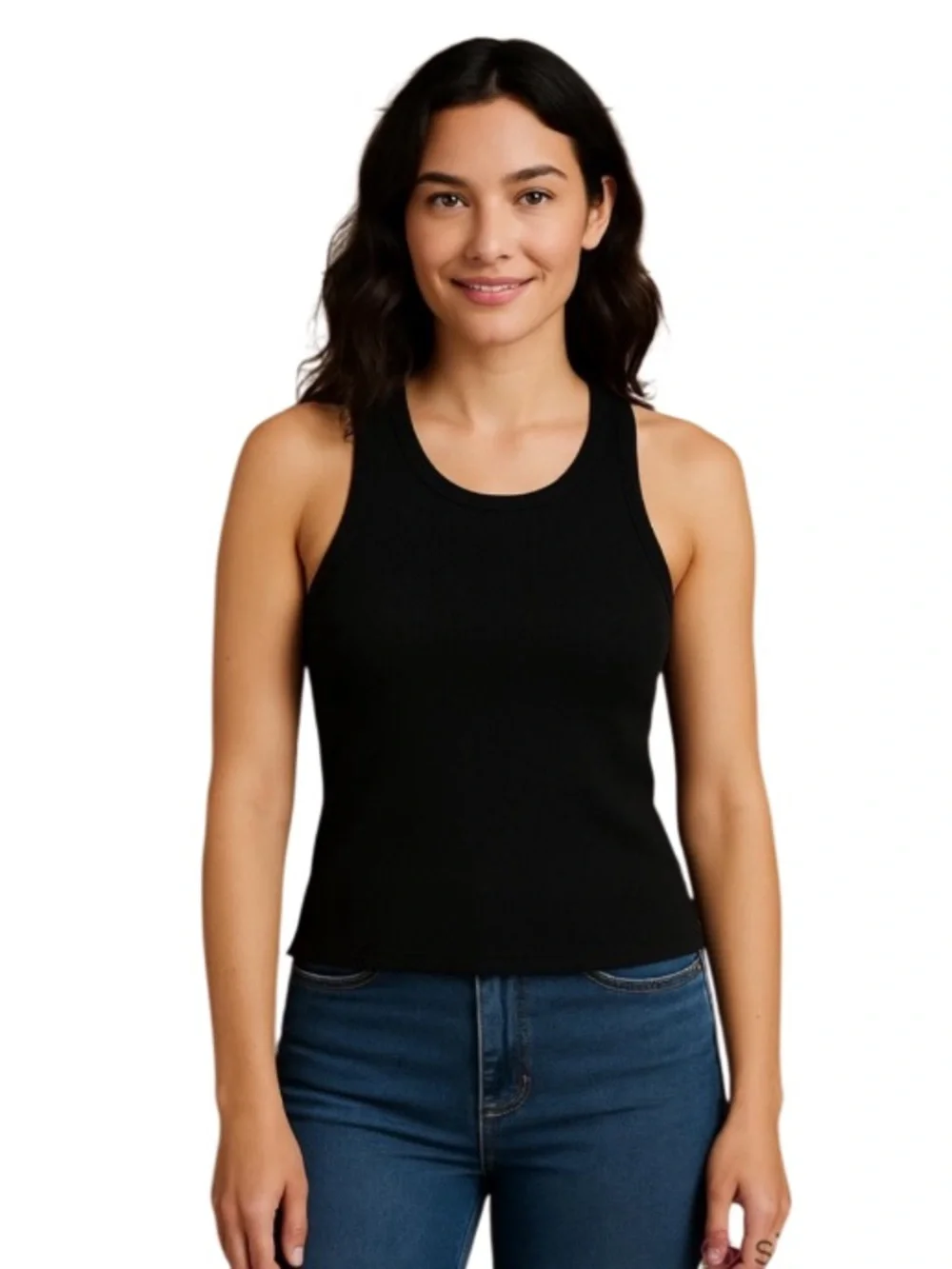 🌸2/$12🌸 Reflex Ribbed Racerback Tank Black Size Large - Picture 2 of 6